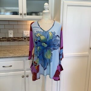 Mesmerize Floral Pullover Top Size Large Lagenlook